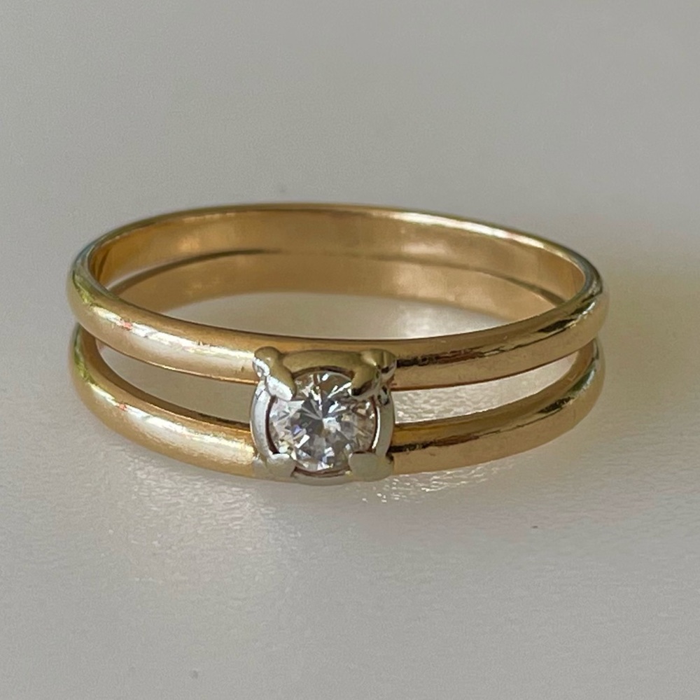 SOLD*Modernist Retro 14k Diamond Solitaire Ring 3.5g